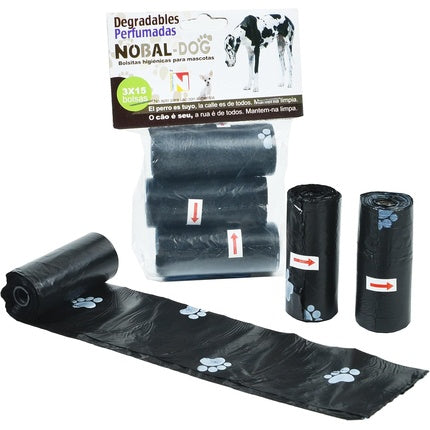 Nobal, Pungi pentru excremente câini, Negru, 3 pachete x 15 bucăți