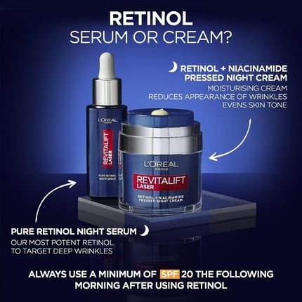 Cremă de noapte, L'Oréal, Revitalift Laser, albastru, 50ml