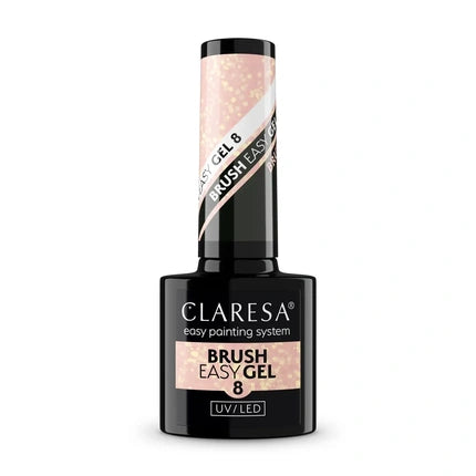 Gel de unghii Claresa Easy Brush #8, roz cu sclipici, 12 ml