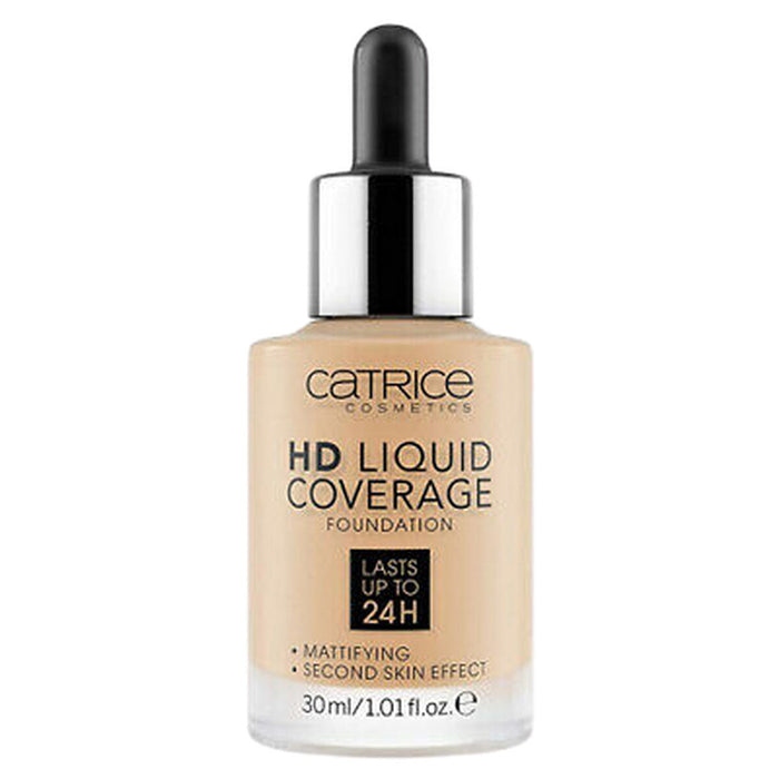 Fond de ten Catrice HD Liquid Coverage, nuanța 032 Nude Beige, acoperire mare, 30 ml