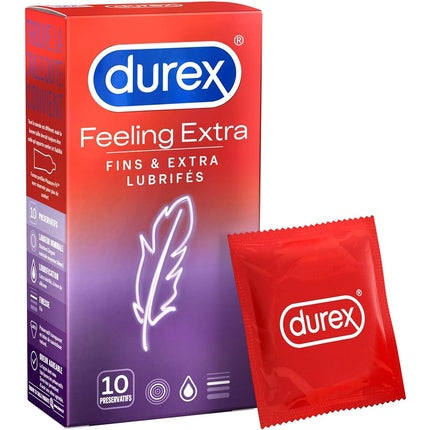 Prezervative, Durex, Feeling Extra, fine, extra lubrifiate, 10 buc