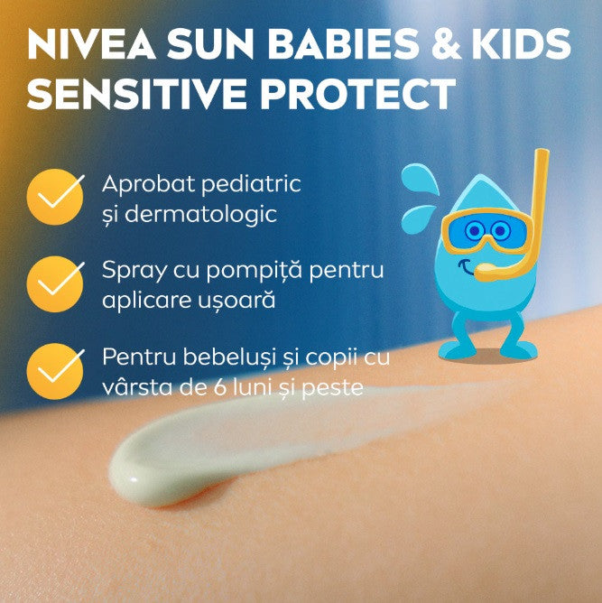 Nivea Sun Babies & Kids Sensitive Protect 5in1 - spray cu protectie solara, SPF 50+ - 200 ml