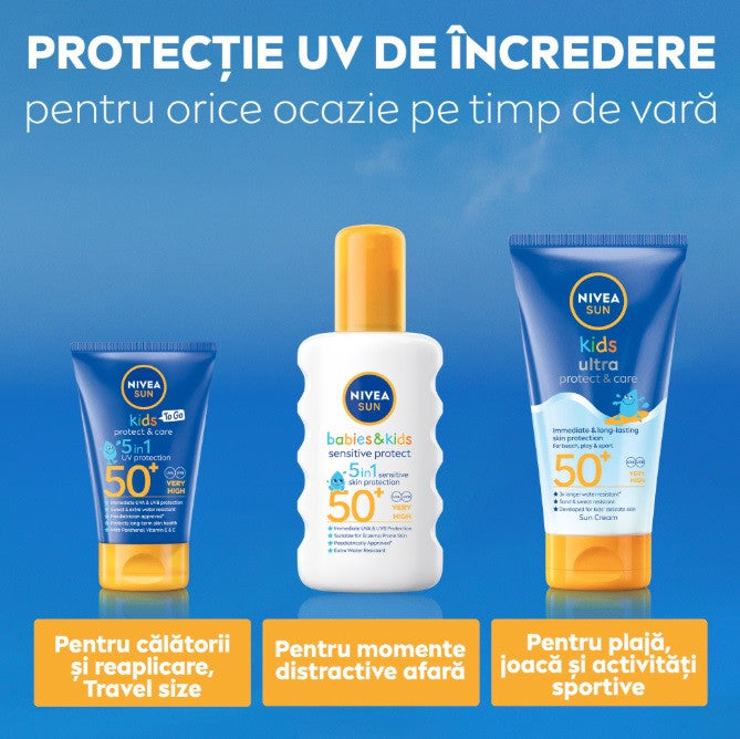 Nivea Sun Babies & Kids Sensitive Protect 5in1 - spray cu protectie solara, SPF 50+ - 200 ml