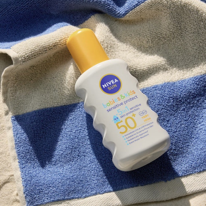 Nivea Sun Babies & Kids Sensitive Protect 5in1 - spray cu protectie solara, SPF 50+ - 200 ml