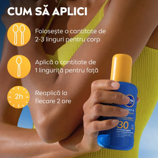 Nivea Sun Protect & Moisture - spray cu protectie solara, SPF 30 - 200 ml