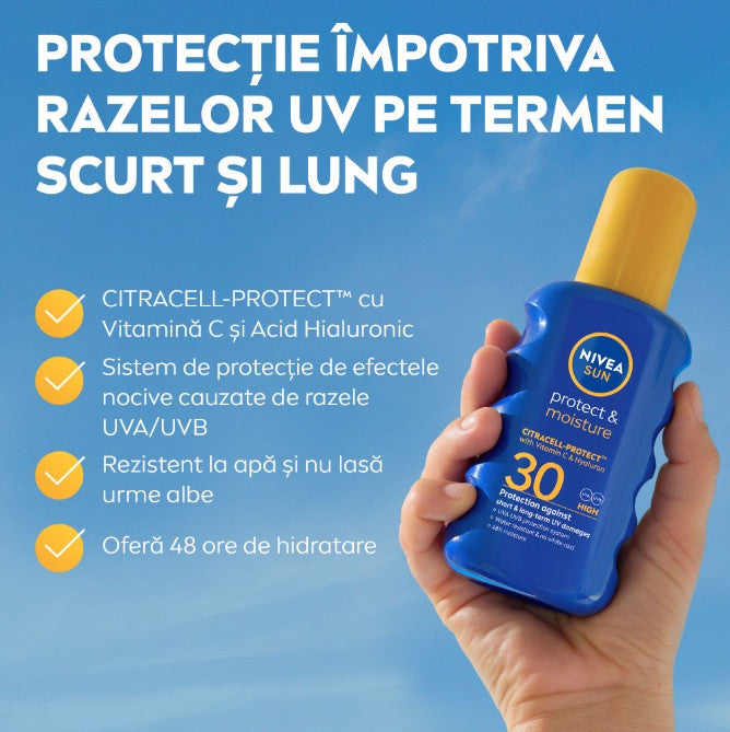 Nivea Sun Protect & Moisture - spray cu protectie solara, SPF 30 - 200 ml