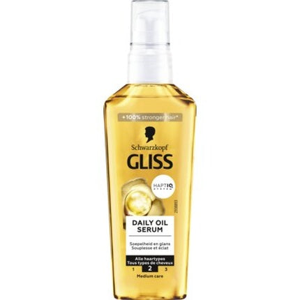 Ser Par Schwarzkopf Gliss Daily Oil, Culoare Aurie, Design Transparent, Ambalaj cu Pulverizator