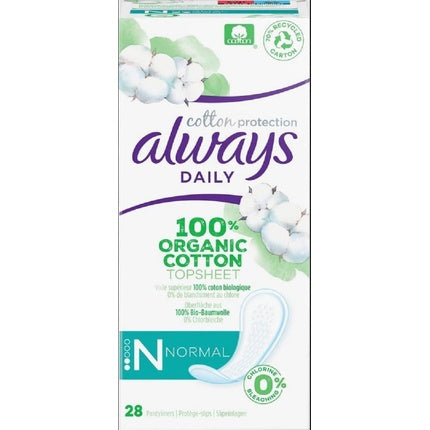 Lenjerie sanitară Always Daily Organic Cotton Topsheet Normal, 28 buc