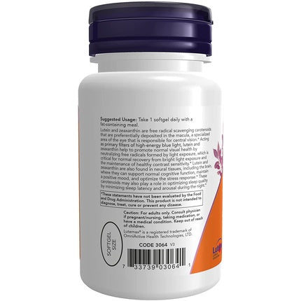 Supliment Nutrițional NOW Foods Lutein & Zeaxanthin 60 Capsule Moi