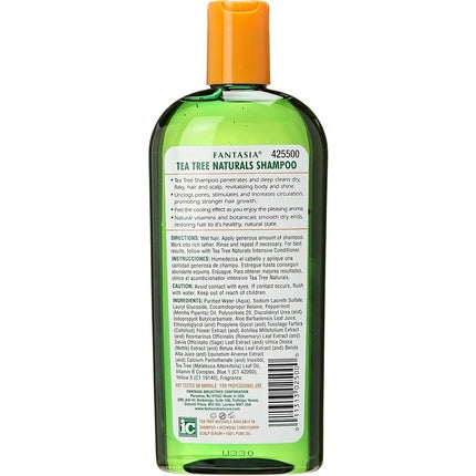 Șampon Fantasia Tea Tree Natural, 355ml, sticlă verde cu dop portocaliu