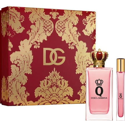 Set Parfum Dolce & Gabbana Q, 100 ml + 10 ml, Culoare Roșie și Aurie, Design Regal