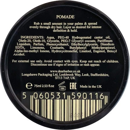 Pomadă de păr Dear Barber, Travel Size Tin, capacitate 20ml, finisaj lucios