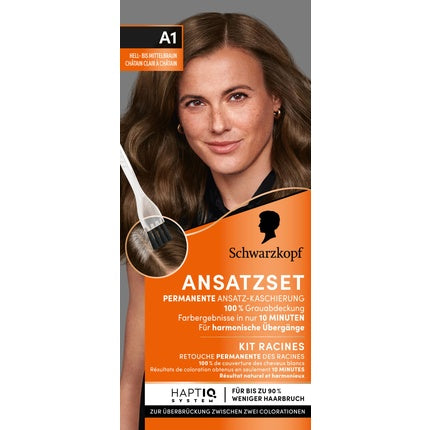 Set colorare păr Schwarzkopf Root Touch Up Set A1, Light to Medium Brown, 162 g