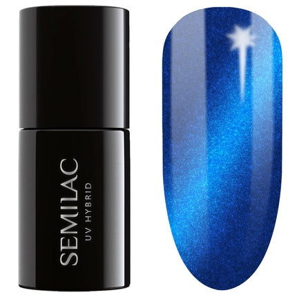 Semilac UV Hybrid Gel Polish, 466 Blue Silk Pyjamas, 7ml, Silk Effect, Electric Blue