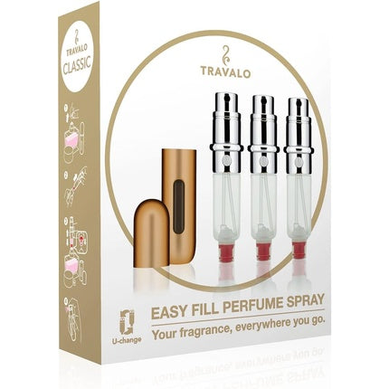 Set pulverizator parfum Travalo Classic, 3 x 5ml, aurie