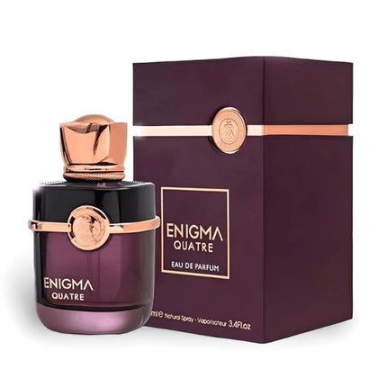 French Avenue Fragrance World Enigma Quatre Eau De Parfum, 100ml, sticlă violetă cu detaliu auriu