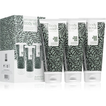 Kit cadou îngrijire corp, Australian Bodycare Antiblemish Body Kit, set cu gel de duș, loțiune și exfoliant, ulei de arbore de ceai