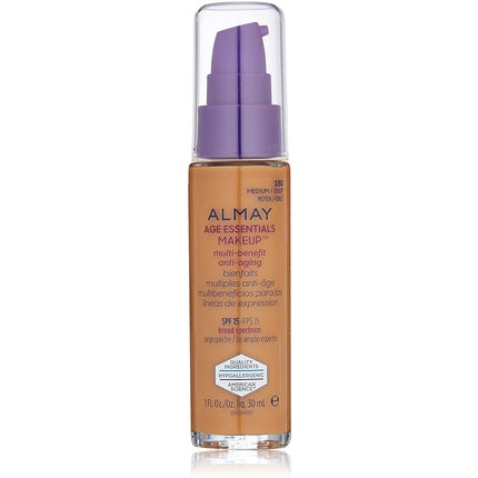 Fundație Almay Age Essentials SPF 15, Medium Deep, 30ml