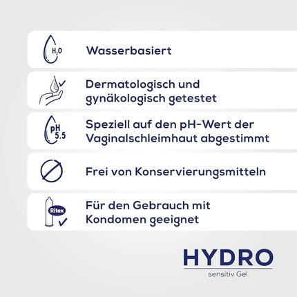 Ritex HYDRO GEL Sensitive, lubrifiant pe bază de apă, culoare albastru