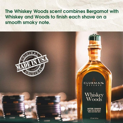 Apa după ras Clubman Pinaud Reserve Whiskey Woods, 177 ml