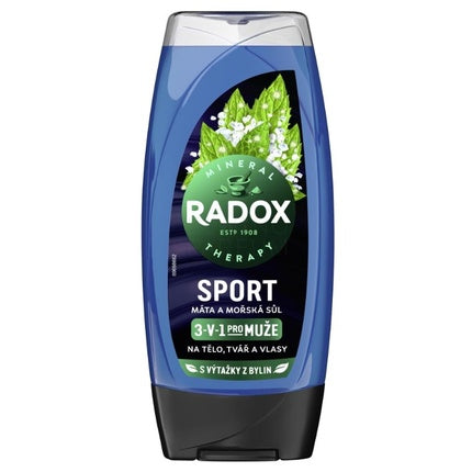 Gel de duș Radox Sport - Lemongrass și sare marină, 225 ml