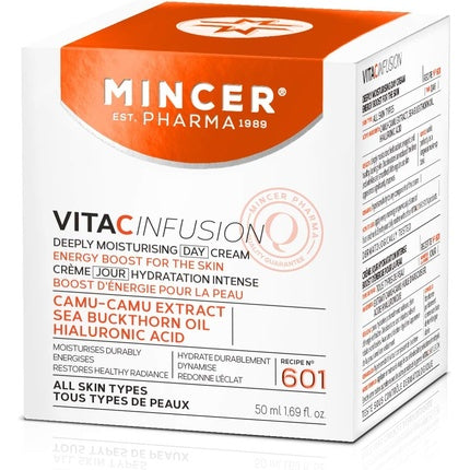 Cremă de zi, Mincer, Vita C Infusion, 50ml, alb-portocaliu