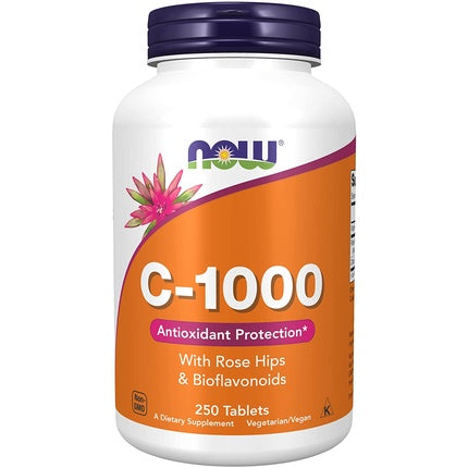 Supliment alimentar cu Vitamina C, NOW Foods, Vitamin C-1000, cu trandafir sălbatic și bioflavonoide, 250 tablete