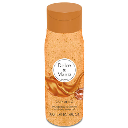 Gel de duș exfoliant Dolce & Mania Sweet & Mania Caramel, 300 ml