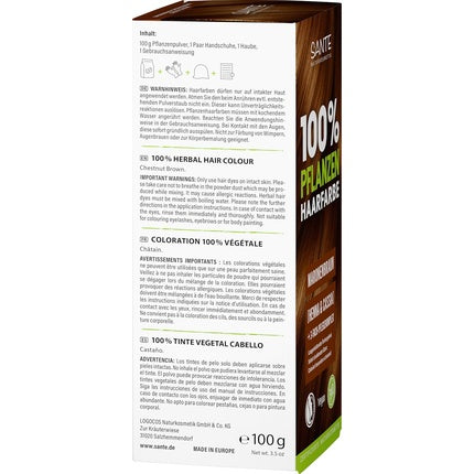 Henna pentru Păr, Sante Naturkosmetik, 08 Maro Nucă, Pudră de Henna, 130g