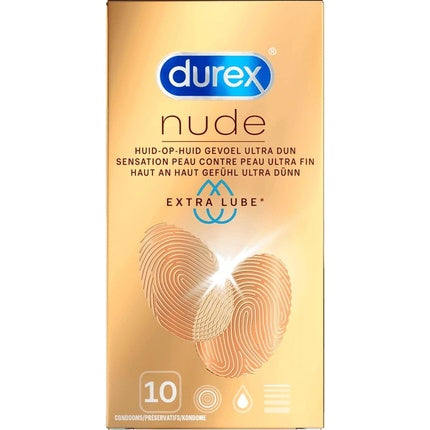 Prezervative Durex Nude, extra lubrifiate, 10 bucăți