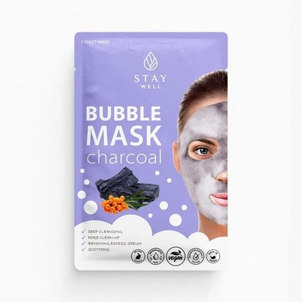 Mască Facială cu Bule pentru Curățare Profundă, Stay Well, Cărbune Activ, 1 Bucată