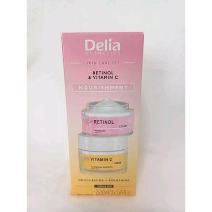Set îngrijire facială Delia Cosmetics cu Retinol și Vitamin C, 2x50ml