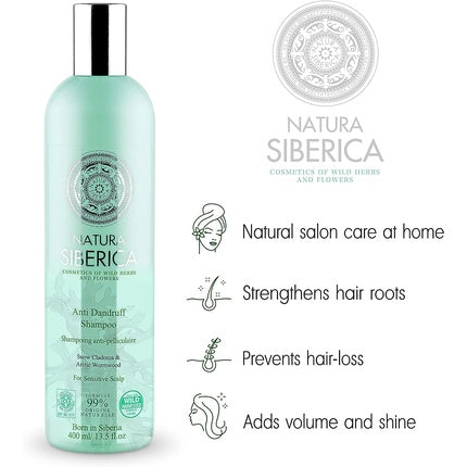 Șampon Anti-cădere, Natura Siberica, Antidandruff, 400ml, Verde, Ambalaj transparent