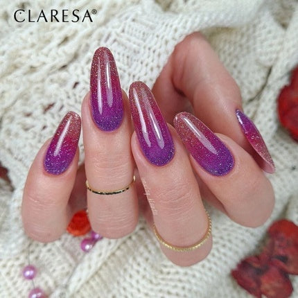 Lac unghii gel hibrid Claresa Starlight 5, violet cu străluciri, 5ml