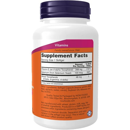 Vitamina E-400, NOW Foods, Softgels, 100 bucăți, Antioxidant