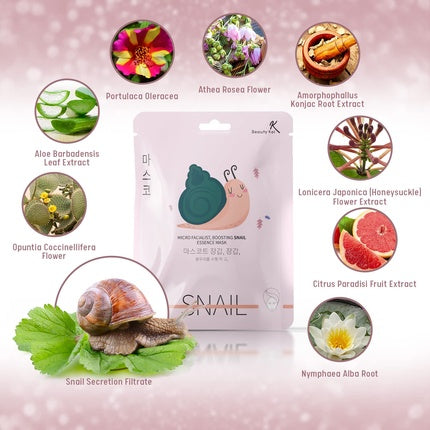 Mască facială Beautykei cu extract de melc, roz
