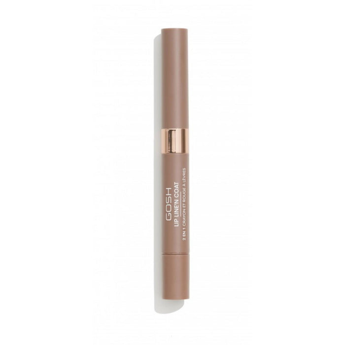 Creion și lac pentru buze 2 în 1 Gosh Line'n Coat, nuanța 003 Soft Nougat, 2 ml