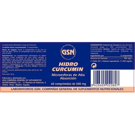 Supliment alimentar, Gsn, Hidrocurcumin, 60 comprimate