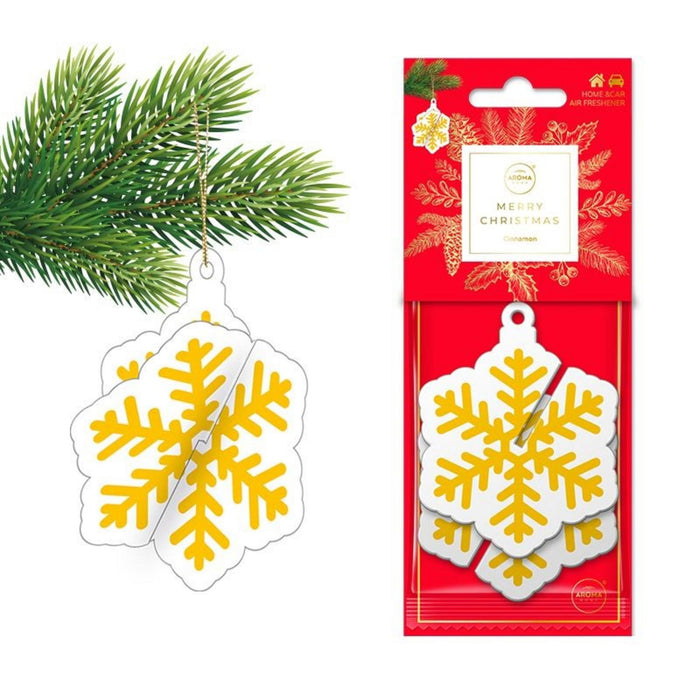 Odorizant de cameră Aroma Car Xmas 3D Snowflake, aromă de scorțișoară