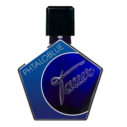 Eau de Parfum Tauer Perfumes Phtaloblue, flacon pentagonal albastru cu dop negru