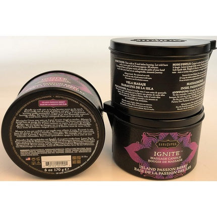 Lumânare masaj, Kama Sutra, Island Passion Berry, negru