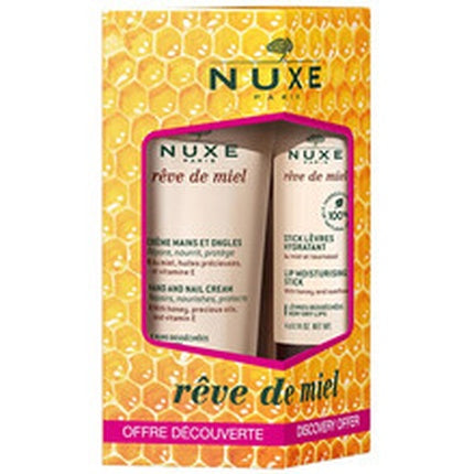 Set Nuxe Reve De Miel, Cremă pentru mâini și unghii + Stick pentru buze, 95g, Pachet cadou