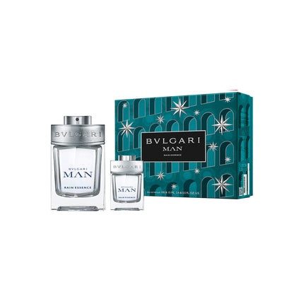 Set Parfum Bvlgari Rain Essence Christmas 2023 (100ml + 15ml), Ambalaj Teal cu Stele