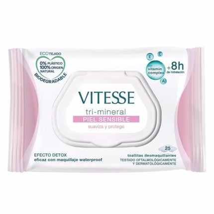 Șervețele Demachiante Vitesse Tri-Mineral, 25 buc, Biodegradabile