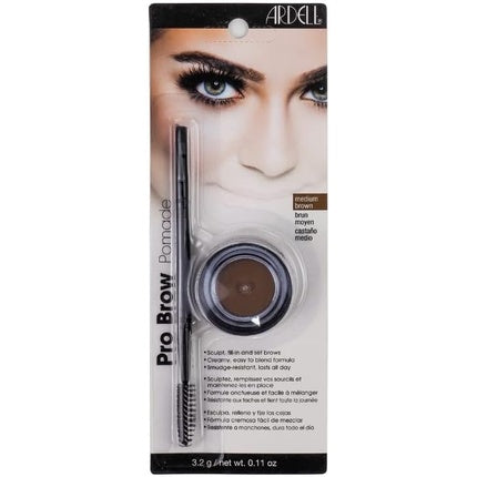 Gel de sprâncene Ardell Brow Pomade cu pensulă, Medium Brown, 3.2g