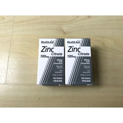 Tablete Zinc Citrat Healthaid, 100mg, vegan, 100 bucăți