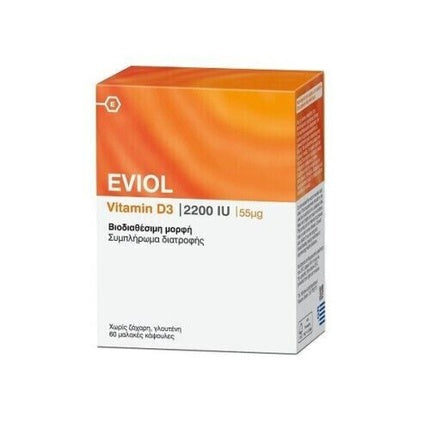 Vitamina D3 Eviol, 2200IU, 60 capsule