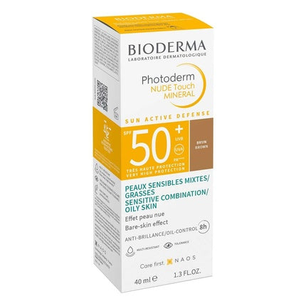 Cremă facială fotoprotectoare Bioderma Photoderm Nude Touch Mineral SPF50+, Bronzer, 40ml