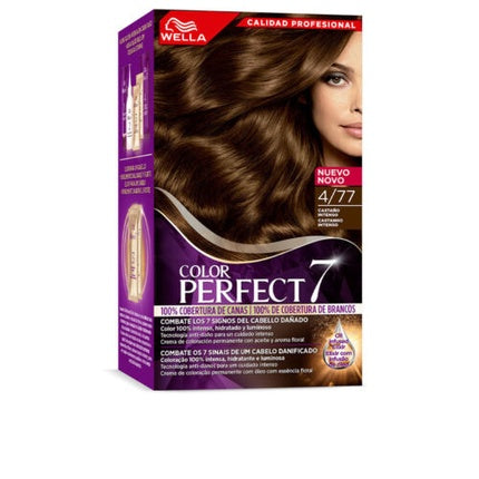 Vopsea de păr Wella Color Perfect 7 #4/77-Velvety Brown, 100% acoperire a firelor albe
