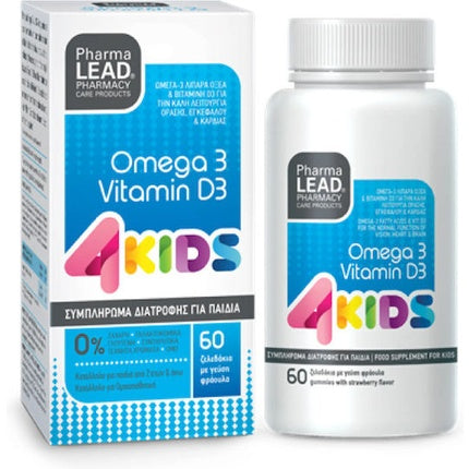 Gume Vitamine Pharmalead Omega 3 Vitamin D3 pentru Copii, Aromă de Căpșuni, 60 buc